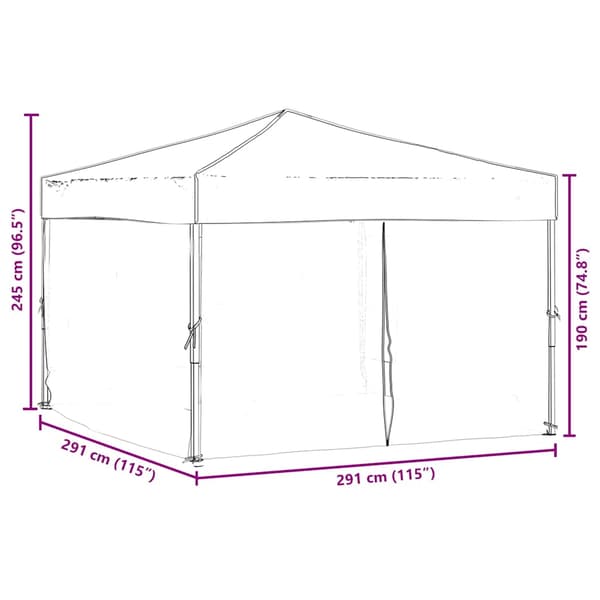 vidaXL foldbart festtelt med sider sort 3x3 m