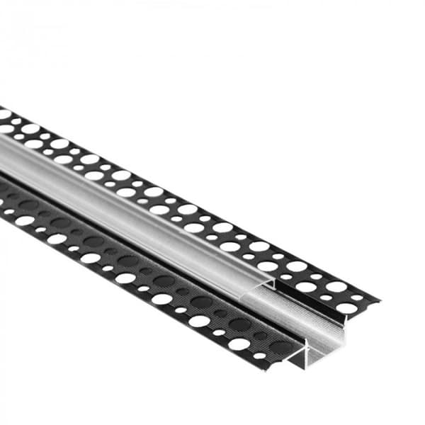 LED-stribeprofil, indbygget, sort + transparent afdækning, bredde 2 m
