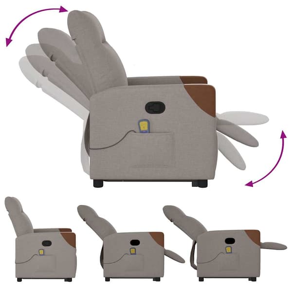 vidaXL Lyftbar massagefåtölj, Taupe, Tyg