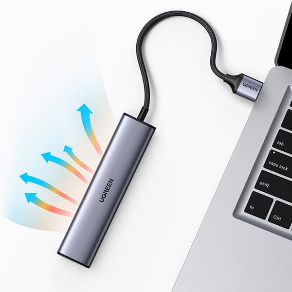 Multifunktionel HUB adapter splitter USB 3.0 - 3x USB Ethernet RJ-45 USB-C PD grå