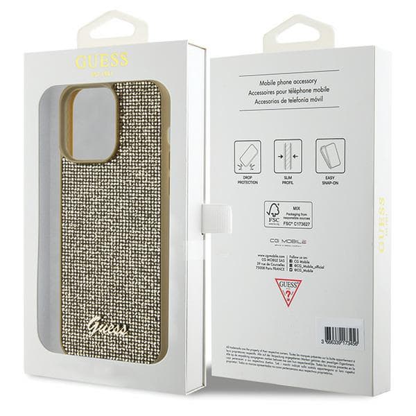 Guess Disco Metal Script-skal till iPhone 15 Pro Max, guld
