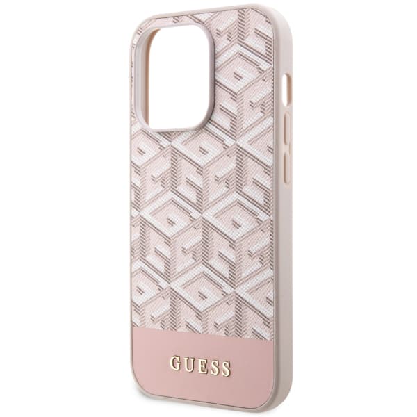 Guess GCube Stripes MagSafe-etui til iPhone 14 Pro, lyserød
