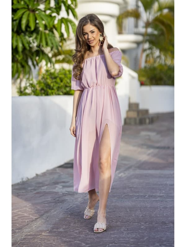 Maxiklänning, spansk stil, puderrosa, S/M
