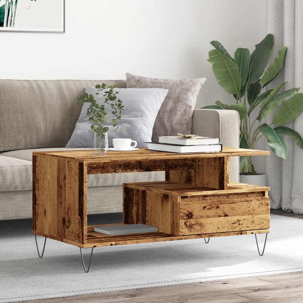 vidaXL Soffbord, Antikträ 90x49x45 cm