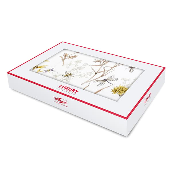 Bäddset 200x220 bomull TJOCK BOMULL satin vit vildblommor Vessan