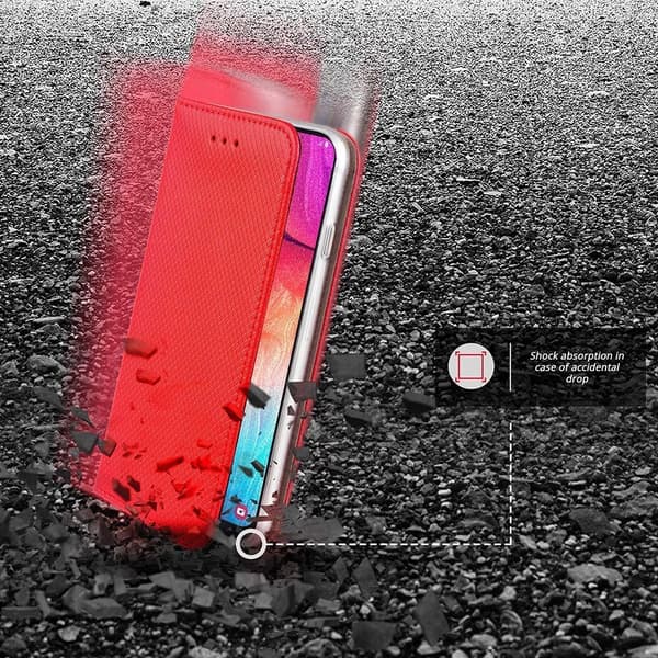 Etui til IPHONE 12 PRO MAX SMART BOOK MAGNET RØD BOG + GLAS