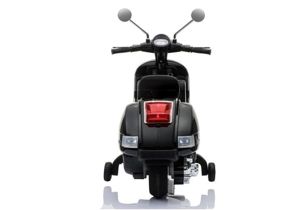 Vespa Batteri Scooter til Børn LED Lys MP3 Panel Sort