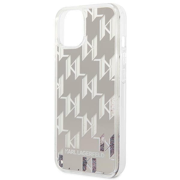 Karl Lagerfeld Liquid Glitter Monogram-cover til iPhone 14, sølv