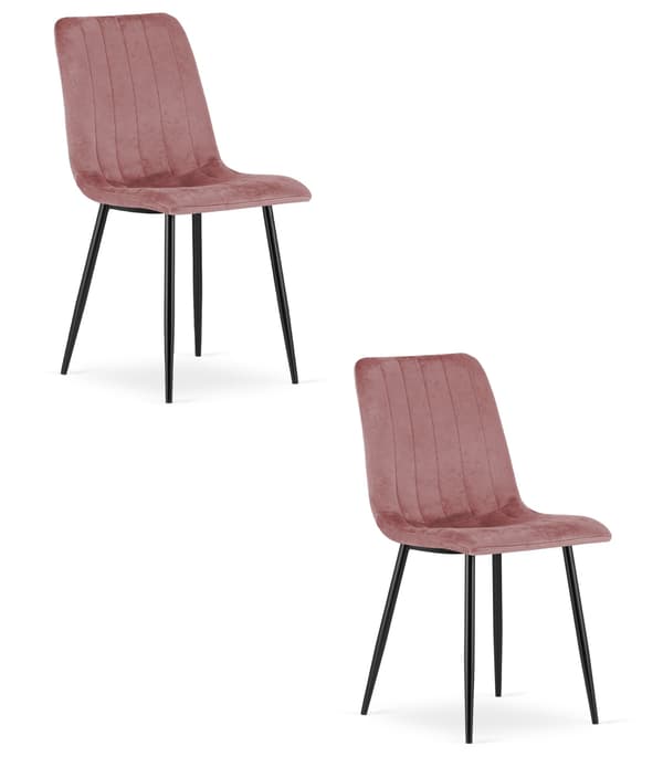 LAVA stol - pink velour / sorte ben x 2