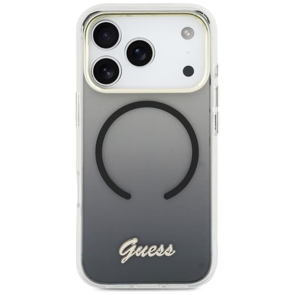 Guess IML Gradient Script Metal MagSafe-skal till iPhone 17 Pro Svart
