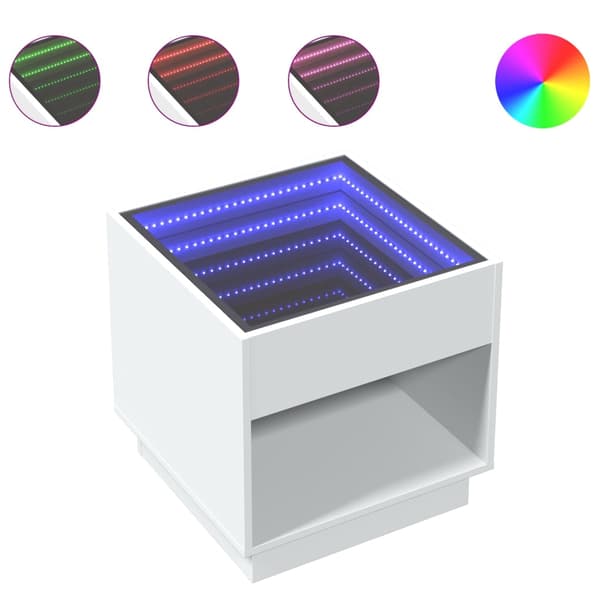 vidaXL Infinity LED sofabord hvid 50x50x50 cm