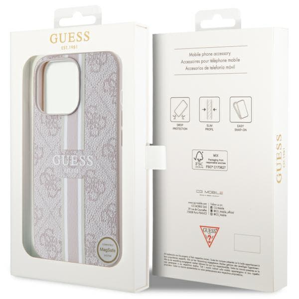 Guess 4G Printed Stripes MagSafe-etui til iPhone 13 Pro / 13, lyserød