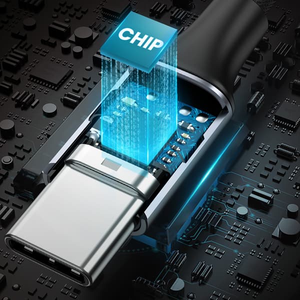 Hovedtelefonadapter mini-jack 3,5 mm (hun) - USB-C (han) 10 cm - grå