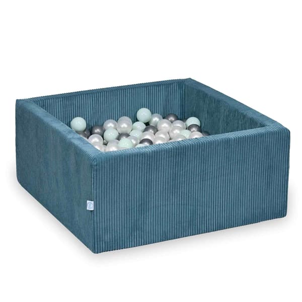 Tør pool 90x90x40 Corduroy Blå 400 bolde: perle, sølv, lys mint