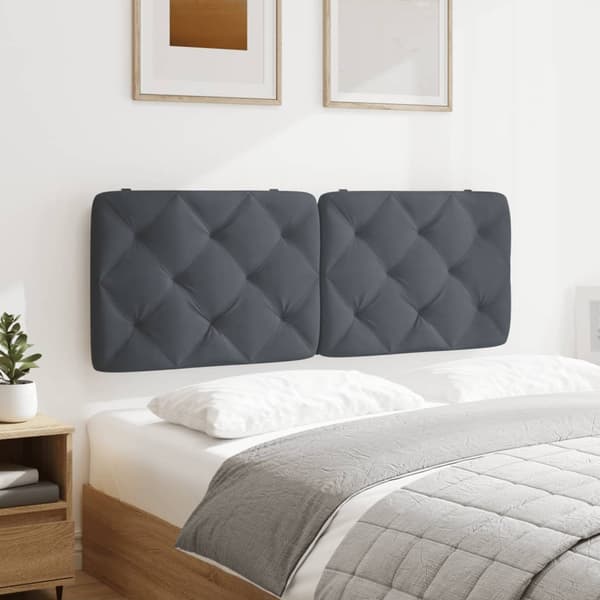 vidaXL Sängynpäädyn tyyny, tummanharmaa, 140 cm, sametti