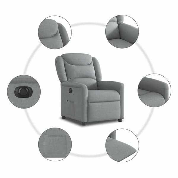 vidaXL Elektrisk fåtölj, ljusgrå, tygklädsel