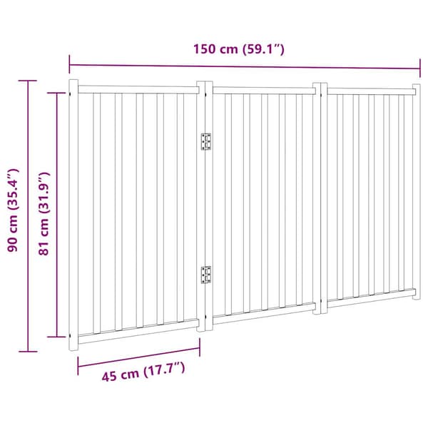 vidaXL foldbart sikkerhedsgitter til hunde, 3 paneler, 150 cm