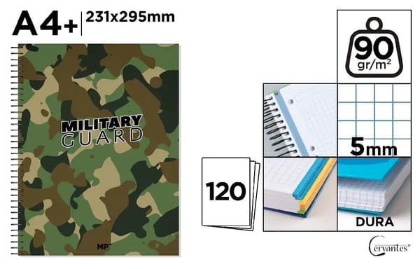 Notesbog A4+/120K rund, camouflage ternet