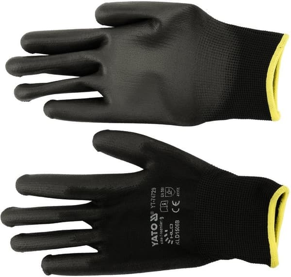 Arbejdshandsker nylon sorte 9 YT-74729 YATO