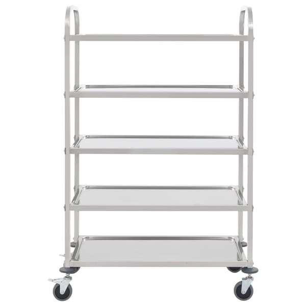 vidaXL serveringsvogn med 5 niveauer, 107x55x147 cm, rustfrit stål