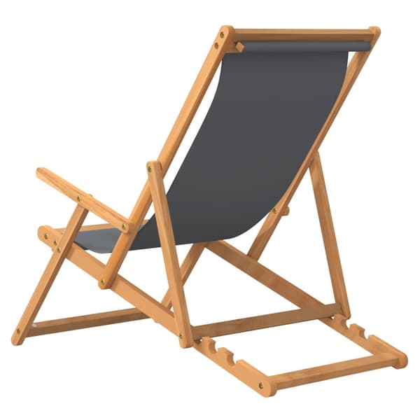 vidaXL foldbar strandstol massivt teaktræ grå