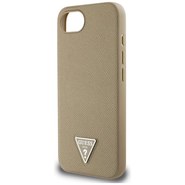 Guess Grained Triangle MagSafe -kotelo iPhone 16e / 17e:lle, ruskea