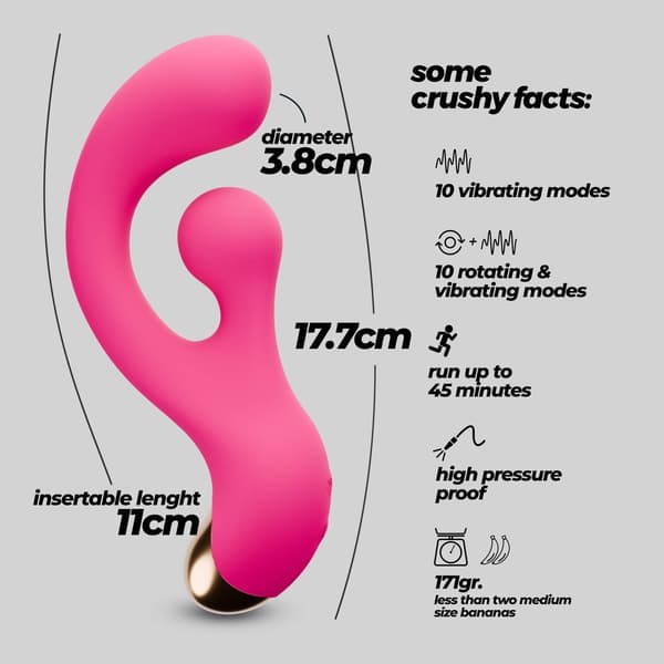 KNUSENDE PLEASER VIBRATOR MED ROTERENDE STIMULATION