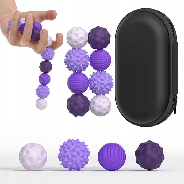 Magnetiske antistress-sensoriske bolde med etui ADHD ASD SI 8 stk lilla