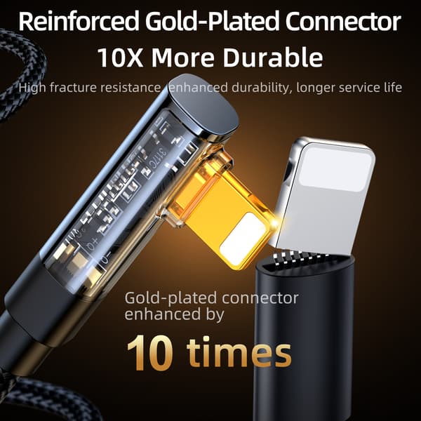 Vinklad kabel för iPhone USB-A - Lightning 2.4A 1.2m blå
