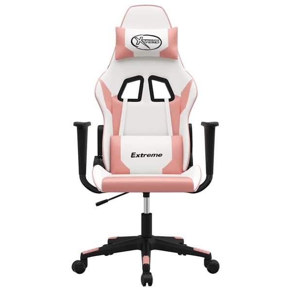 vidaXL Gamingstol, vit och rosa, konstläder