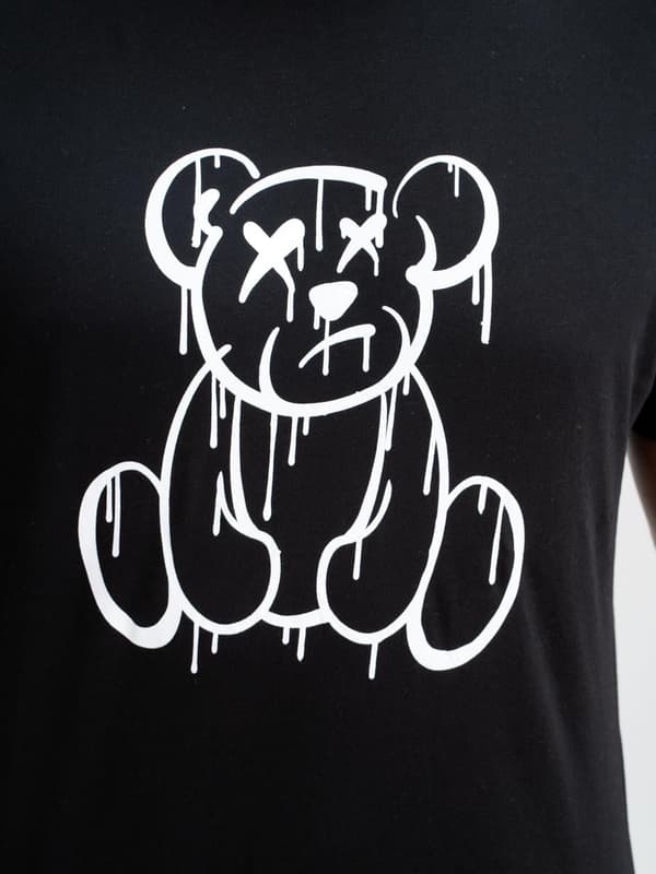 Herrpyjamas i bomull, svart, teddypjamas, M
