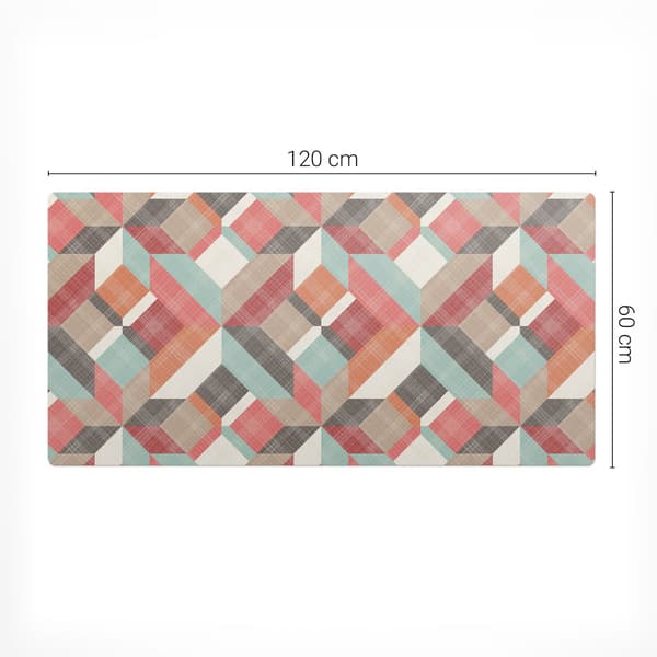 Slitstærk spillemåtte geometrisk retromønster 120x60 cm