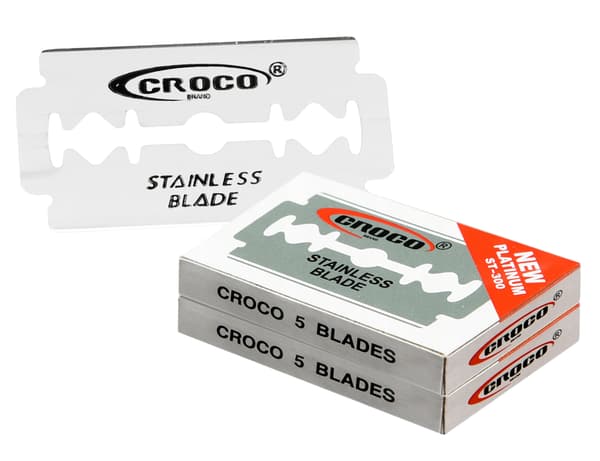Croco barberbladsæt med 100 stk. holdbare præcisionsbarberblade til barbering
