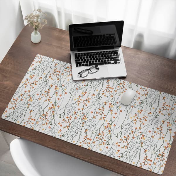 Modern beskyttende tastaturmåtte efterårsblomster grene 120x60 cm