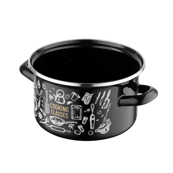 Køkken Sort emaljegryde, lige, 18 cm, 3 l