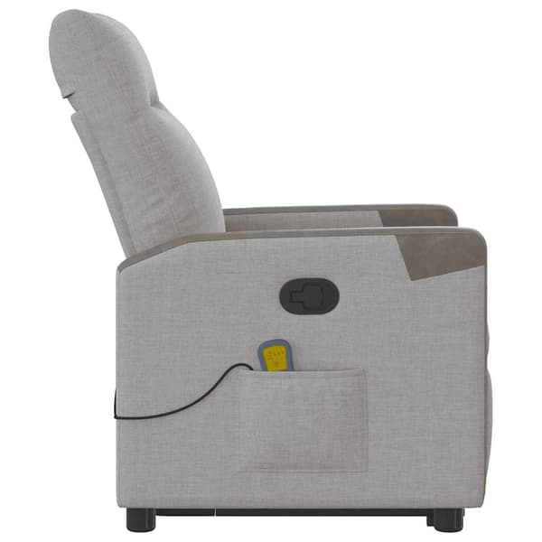vidaXL Lyftbar massagefåtölj, grå, tyg