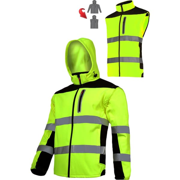 SOFTSHELL-VARNING MED AVTAGBARA HÄNDER, GUL, "3XL", CE, LAHTI