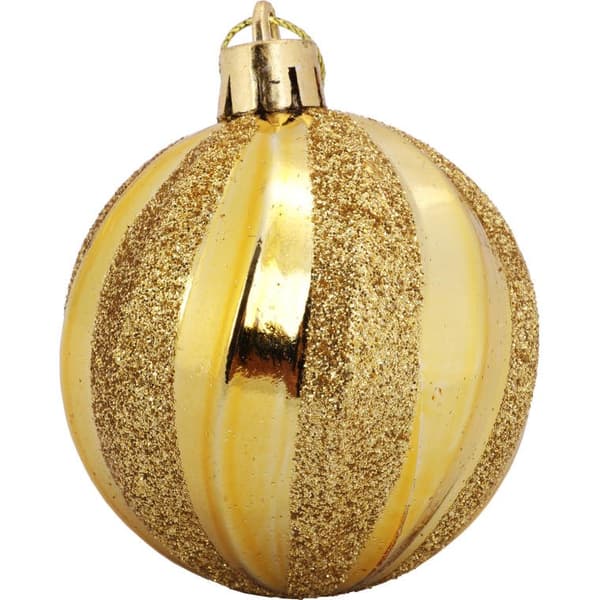 Guldfärgade julgranskulor med prägling 6 cm - Set om 6