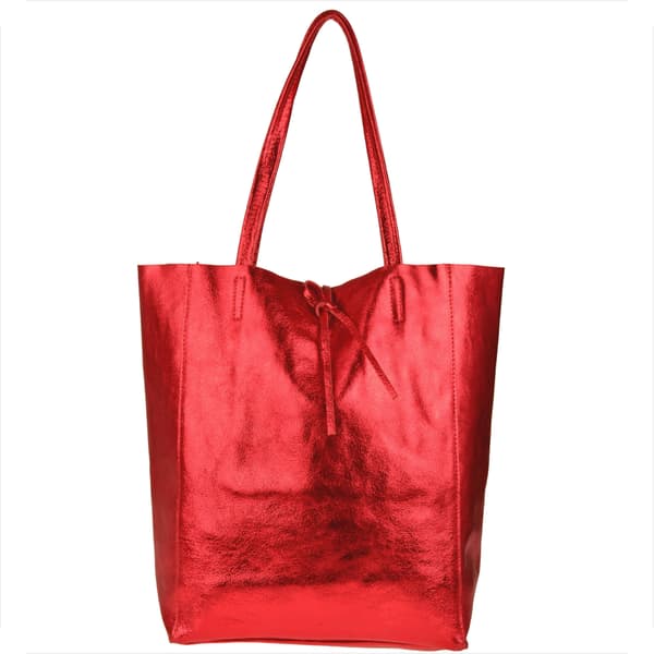 Let læder shopper taske, rød metallic