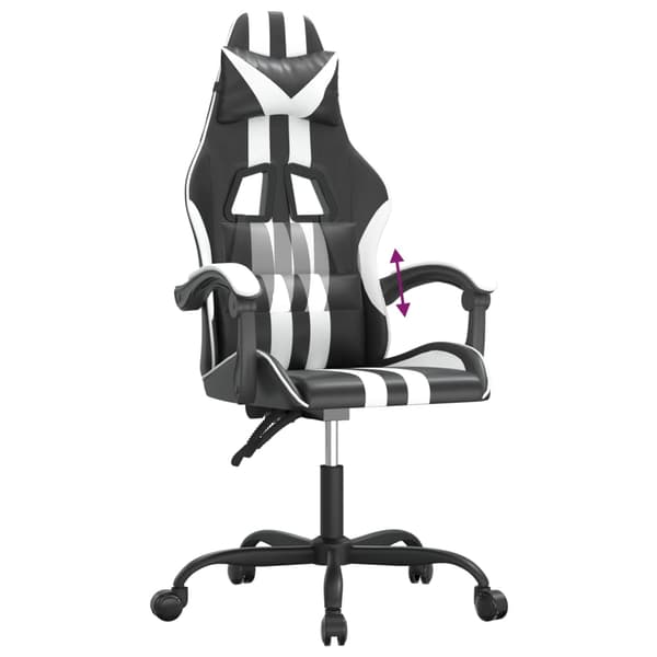 vidaXL gamingstol, sort og hvid, kunstlæder