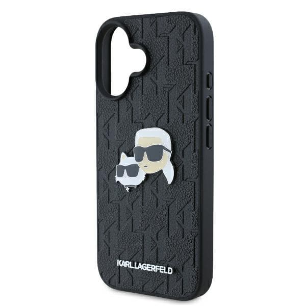 Karl Lagerfeld Monogram Karl&Chaoupette Head Pin-etui til iPhone 16, Sort