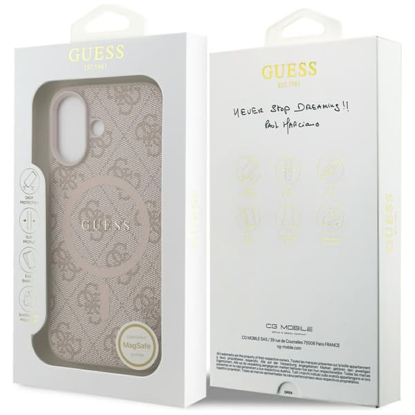 Guess 4G Ring Classic Logo MagSafedo iPhone 17 Etui Lyserødt