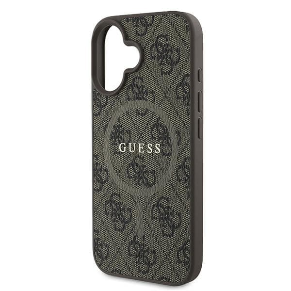 Guess 4G Ring Classic Logo MagSafe-etui til iPhone 16 Plus, brun