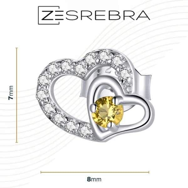 Sølv hjerteøreringe med cubic zircons, sølv pr 925, cubic zircons, hjertekrystaller