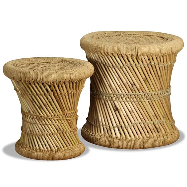 vidaXL Jakkarat, 2 kpl setti, bambu ja juutti