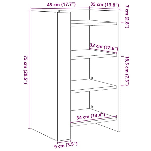 vidaXL skab, sort, 45x35x75 cm, træbaseret materiale