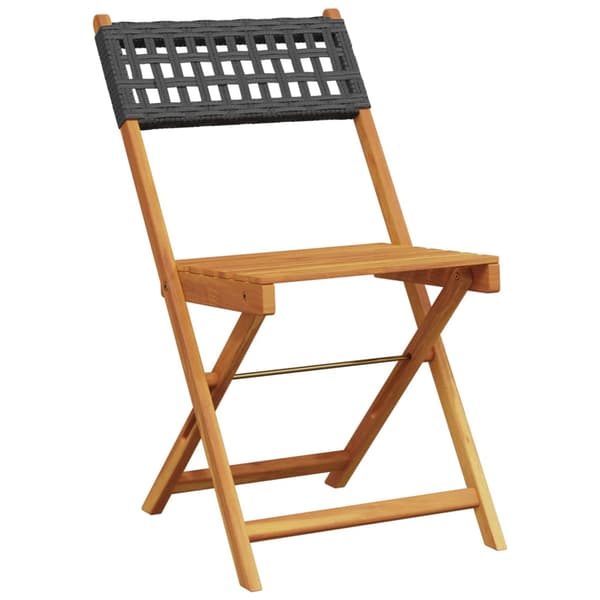 vidaXL bistrostole, sæt med 2, sort, akacietræ og polyrattan