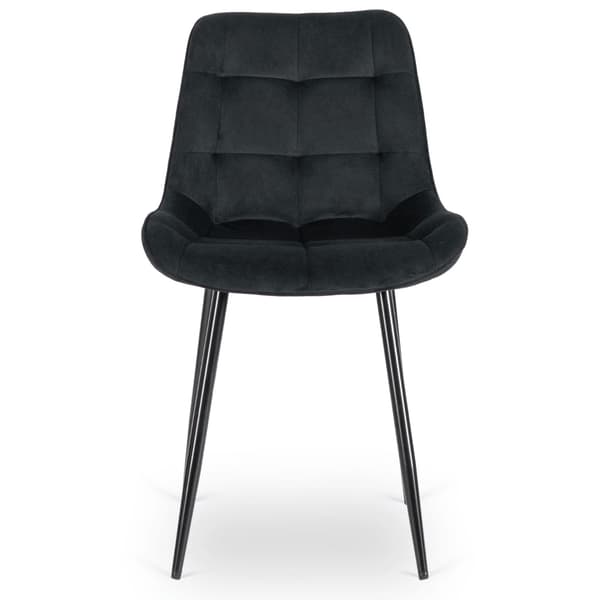 CHRIS Polstret Spisestol Sort Velour Moderne Loft
