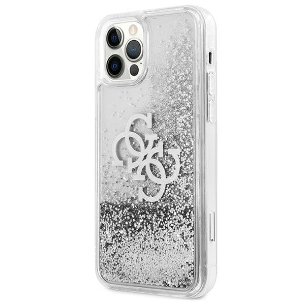 Guess 4G Big Liquid Glitter cover til iPhone 12 Pro Max, sølv/sølv