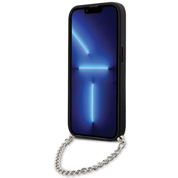 Karl Lagerfeld Saffiano Monogram Chain-etui til iPhone 14 Pro, sølv